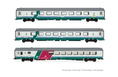 Rivarossi HR4359 - H0 - 3-tlg. Set Personenwagen IC 507/530 Sila Turin-Reggio, FS, Ep. V